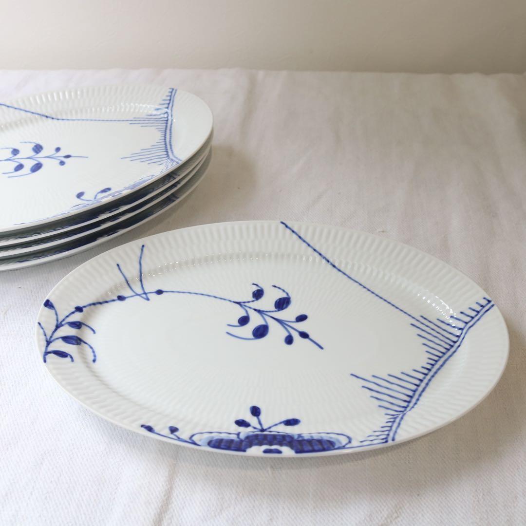 ロイヤルコペンハーゲンブルーフルーテッド メガ オーバルディッシュ 28cm5枚