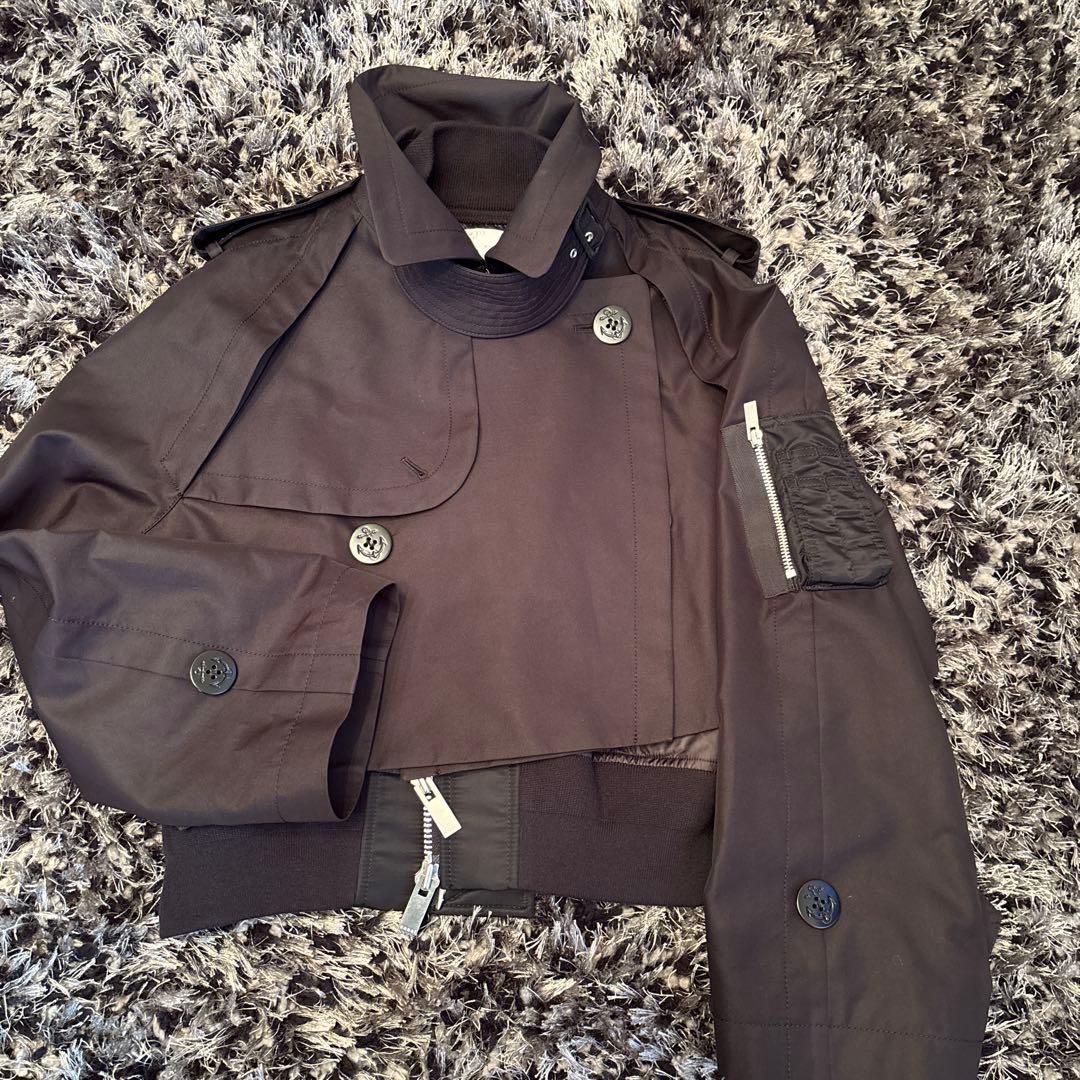 sacai 超美品　ショートトレンチ　黒