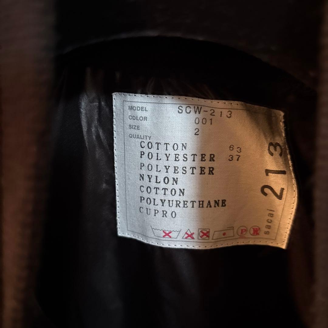 sacai 超美品　ショートトレンチ　黒