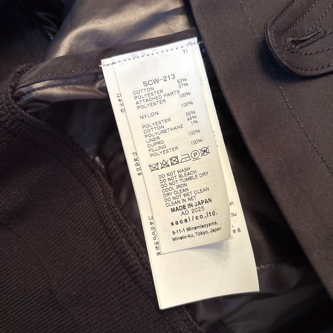 sacai 超美品　ショートトレンチ　黒