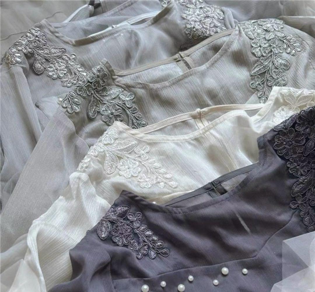 スーツ・フォーマル・ドレス hem tiered volume sleeve embroidery OP