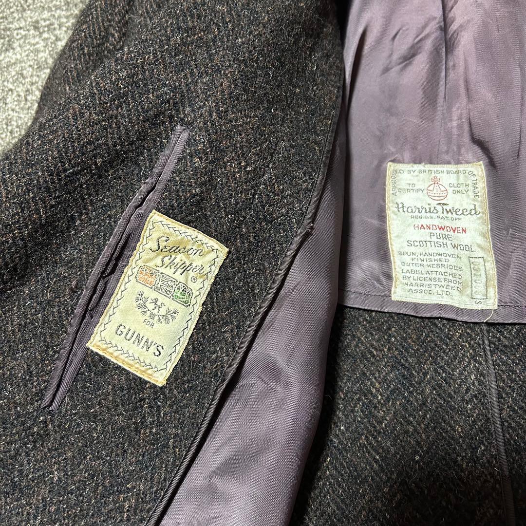 60's ハリスツイード　ヴィンテージ　チェスターコート　古着　貴重