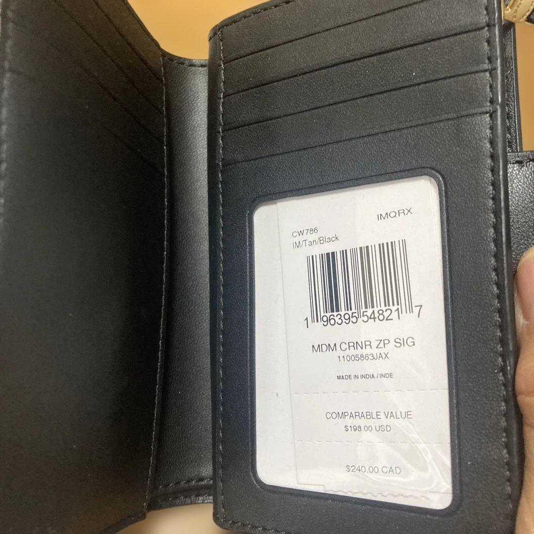 COACH 二つ折り財布 タン/ブラック