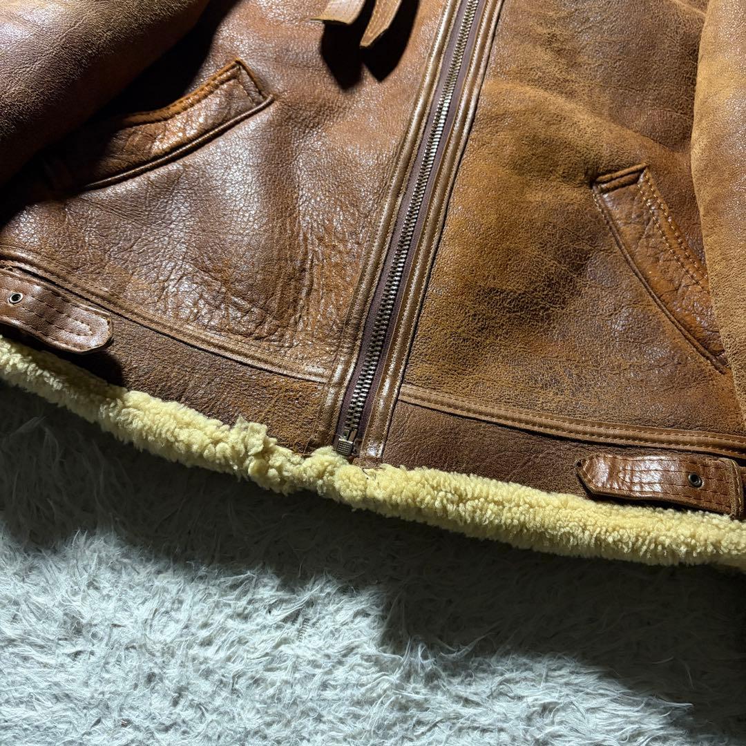 【米国製】AVIREX フライトジャケット　B-3 ムートン　赤茶　42