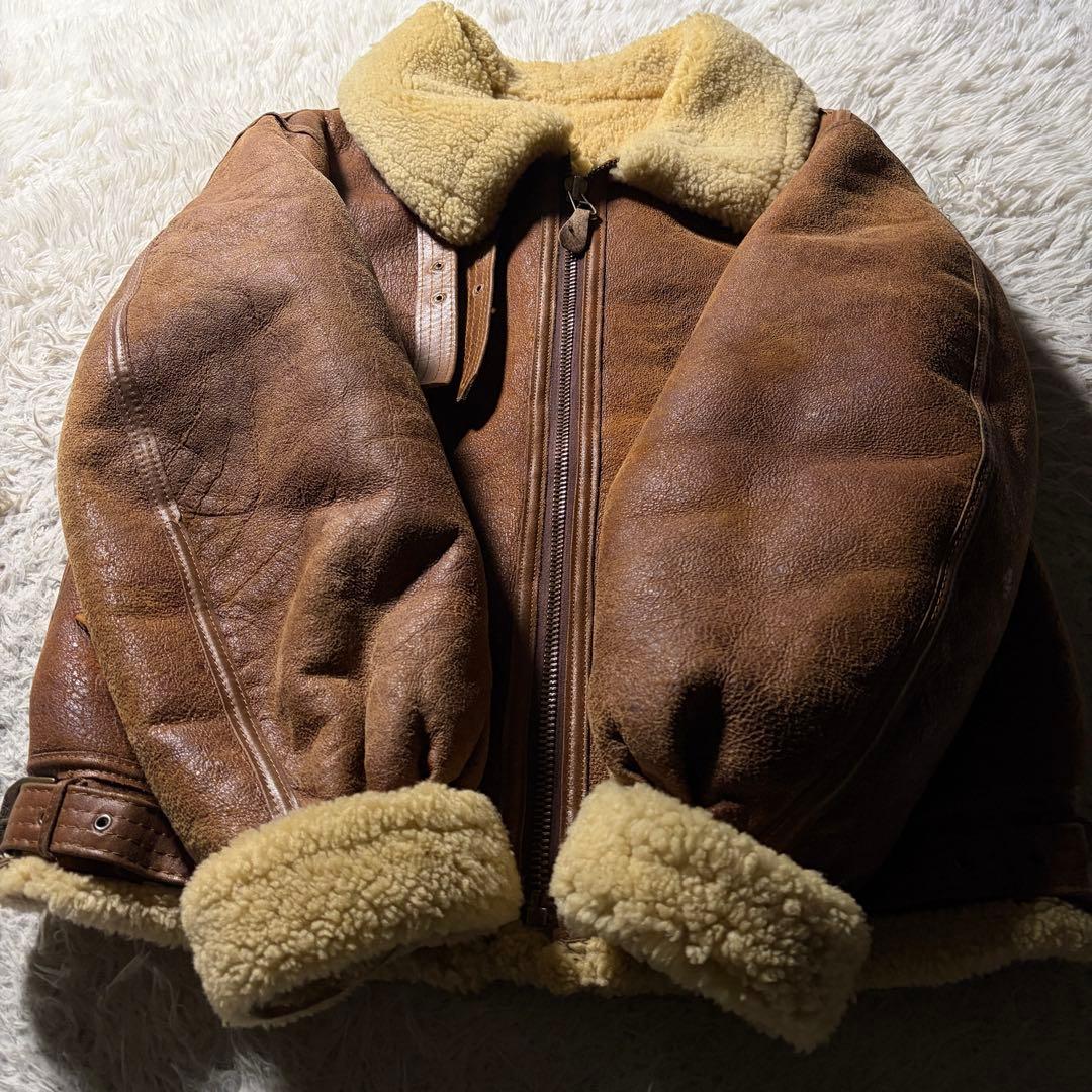 【米国製】AVIREX フライトジャケット　B-3 ムートン　赤茶　42