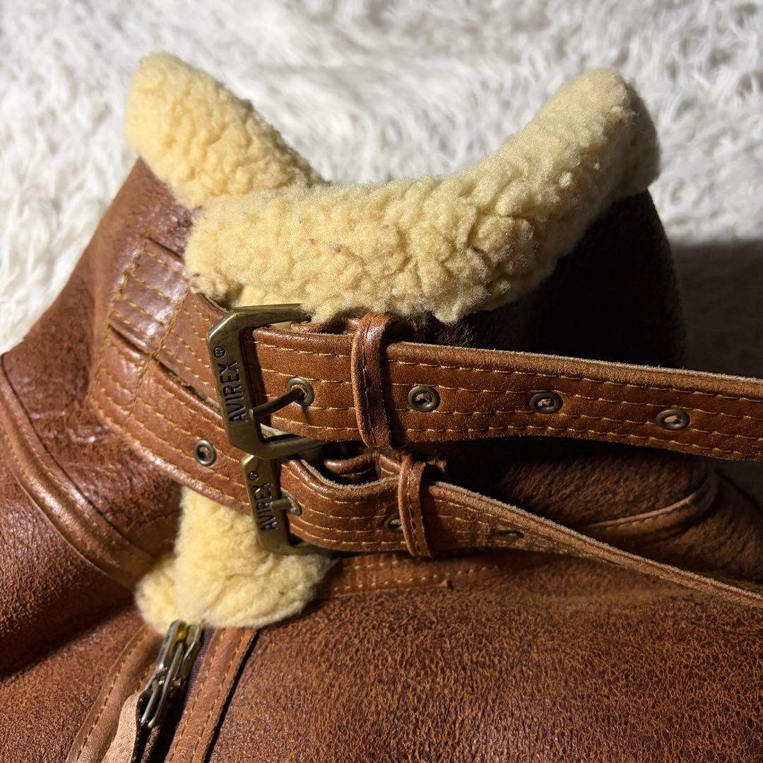 【米国製】AVIREX フライトジャケット　B-3 ムートン　赤茶　42