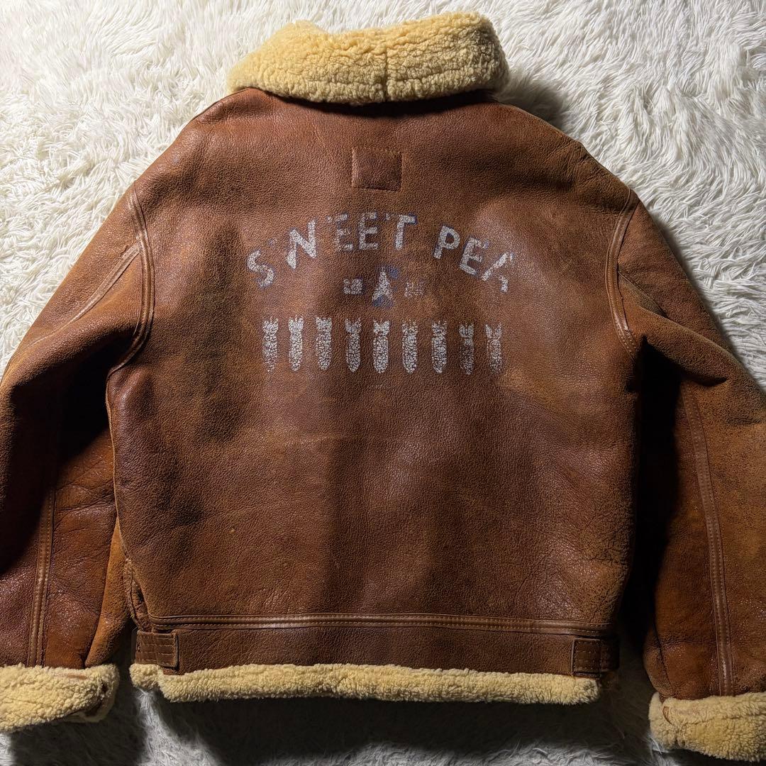 【米国製】AVIREX フライトジャケット　B-3 ムートン　赤茶　42