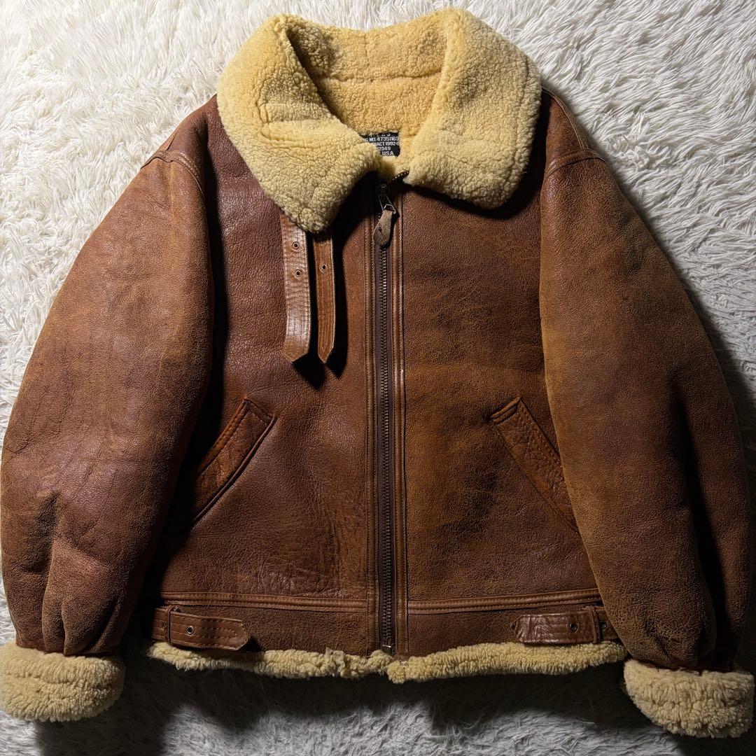【米国製】AVIREX フライトジャケット　B-3 ムートン　赤茶　42