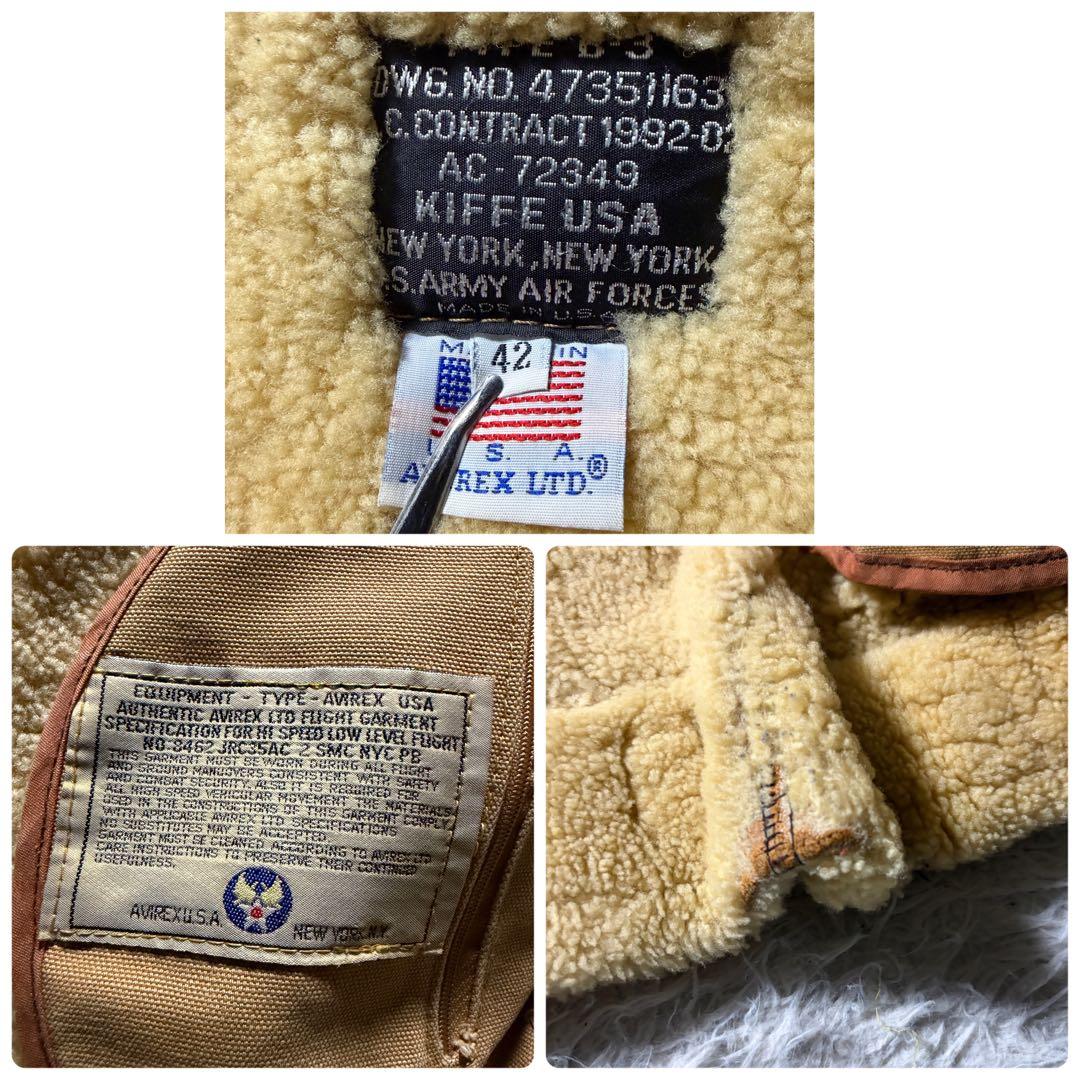 【米国製】AVIREX フライトジャケット　B-3 ムートン　赤茶　42