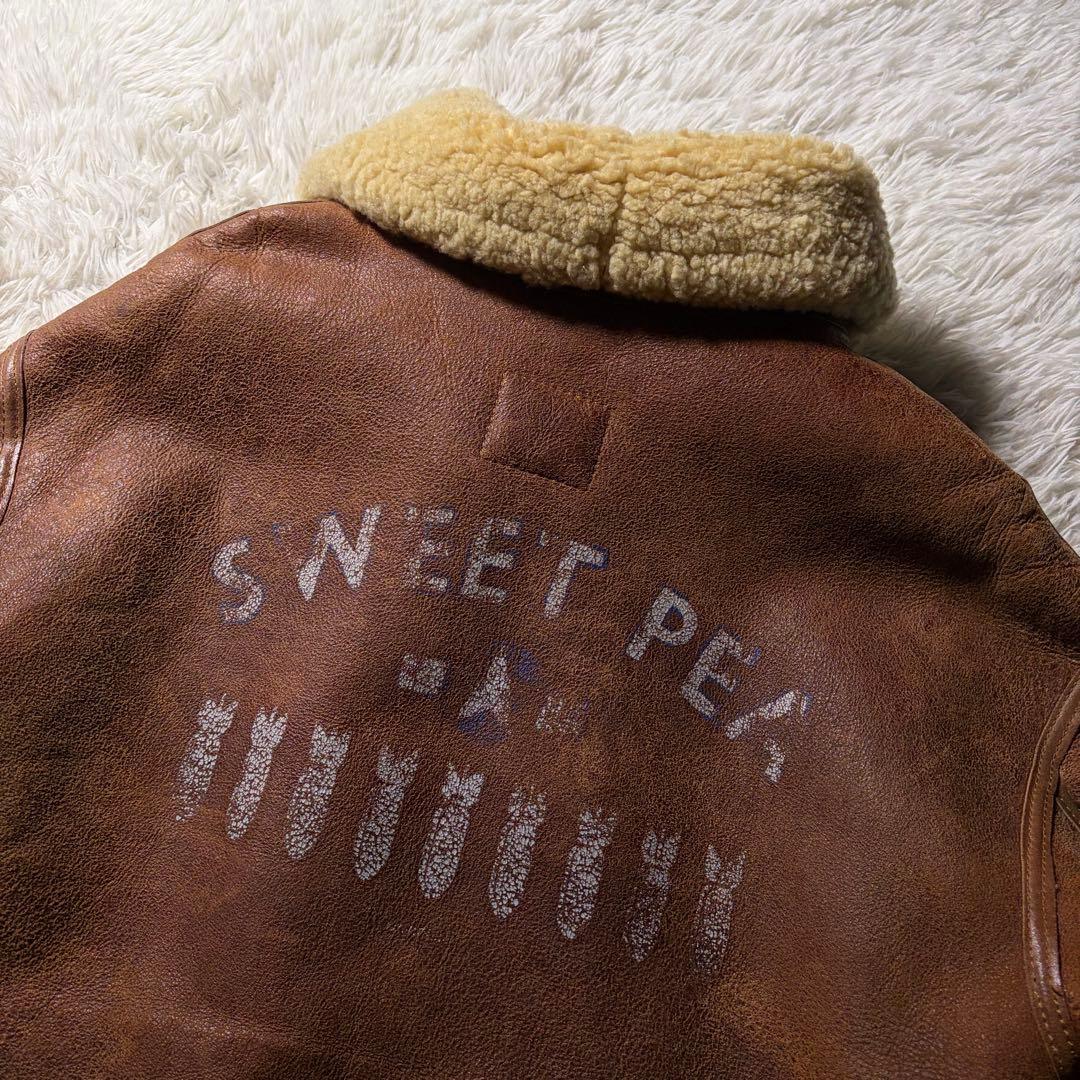 【米国製】AVIREX フライトジャケット　B-3 ムートン　赤茶　42