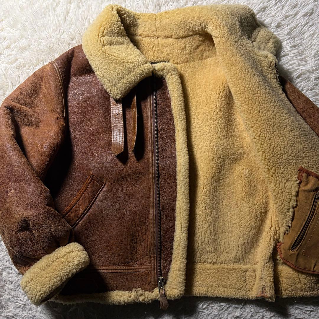 【米国製】AVIREX フライトジャケット　B-3 ムートン　赤茶　42