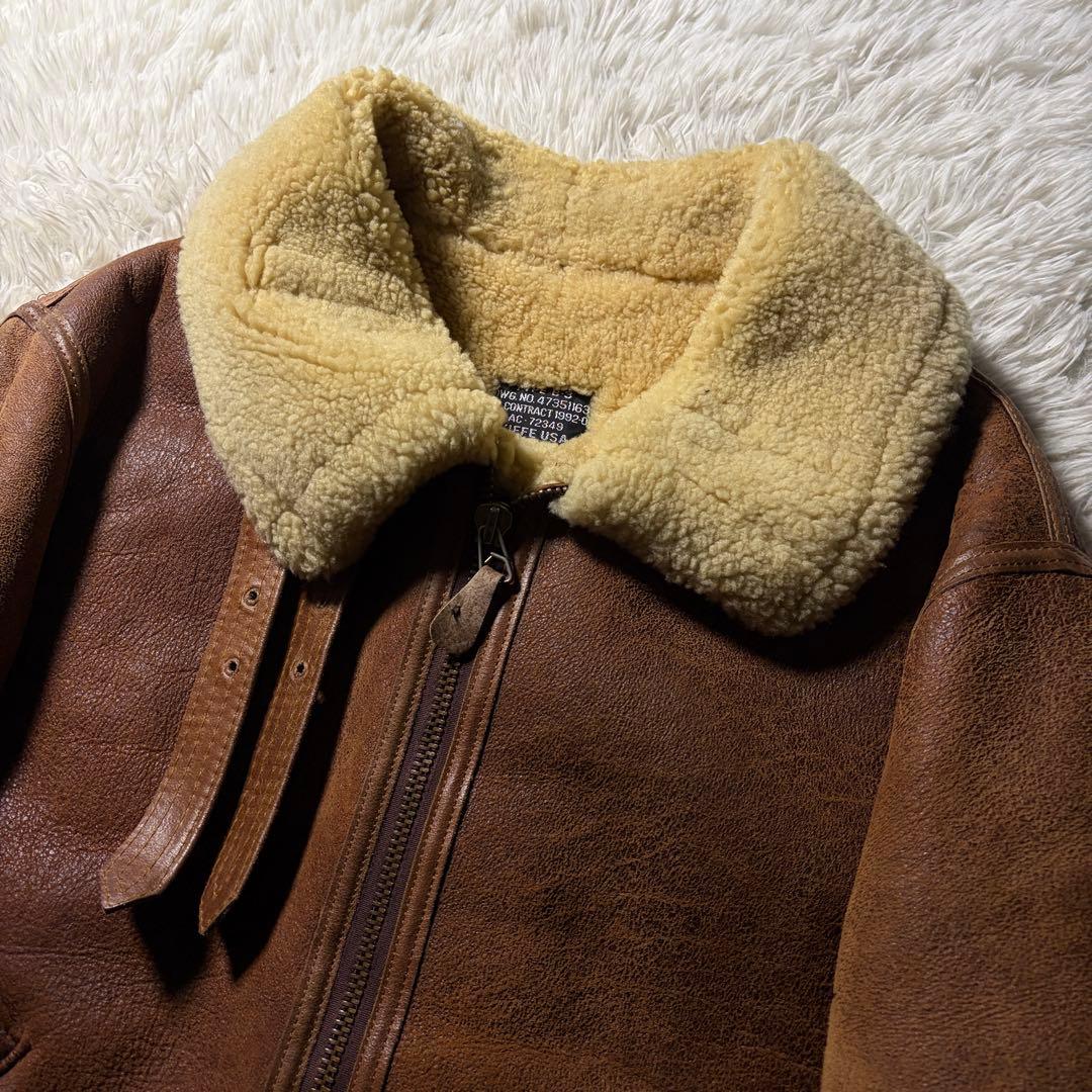 【米国製】AVIREX フライトジャケット　B-3 ムートン　赤茶　42