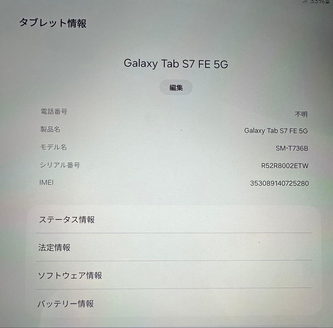 Galaxy Tab s7 fe 5G 12.4インチ タブレット