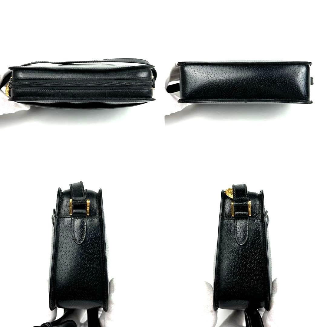 【美品】グッチ　インターロッキング　ショルダーバッグ　GG　エンボス　レザー　黒
