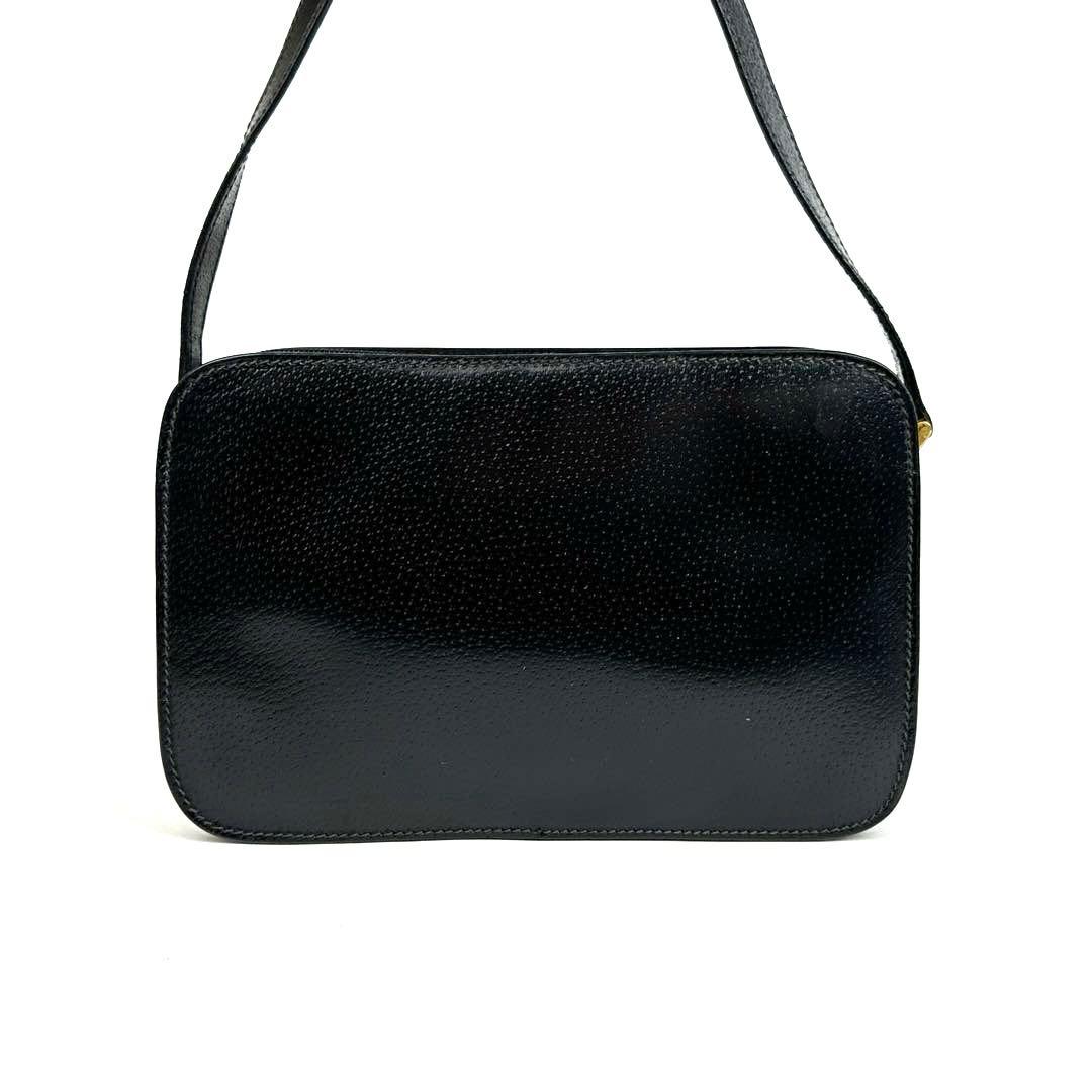 【美品】グッチ　インターロッキング　ショルダーバッグ　GG　エンボス　レザー　黒