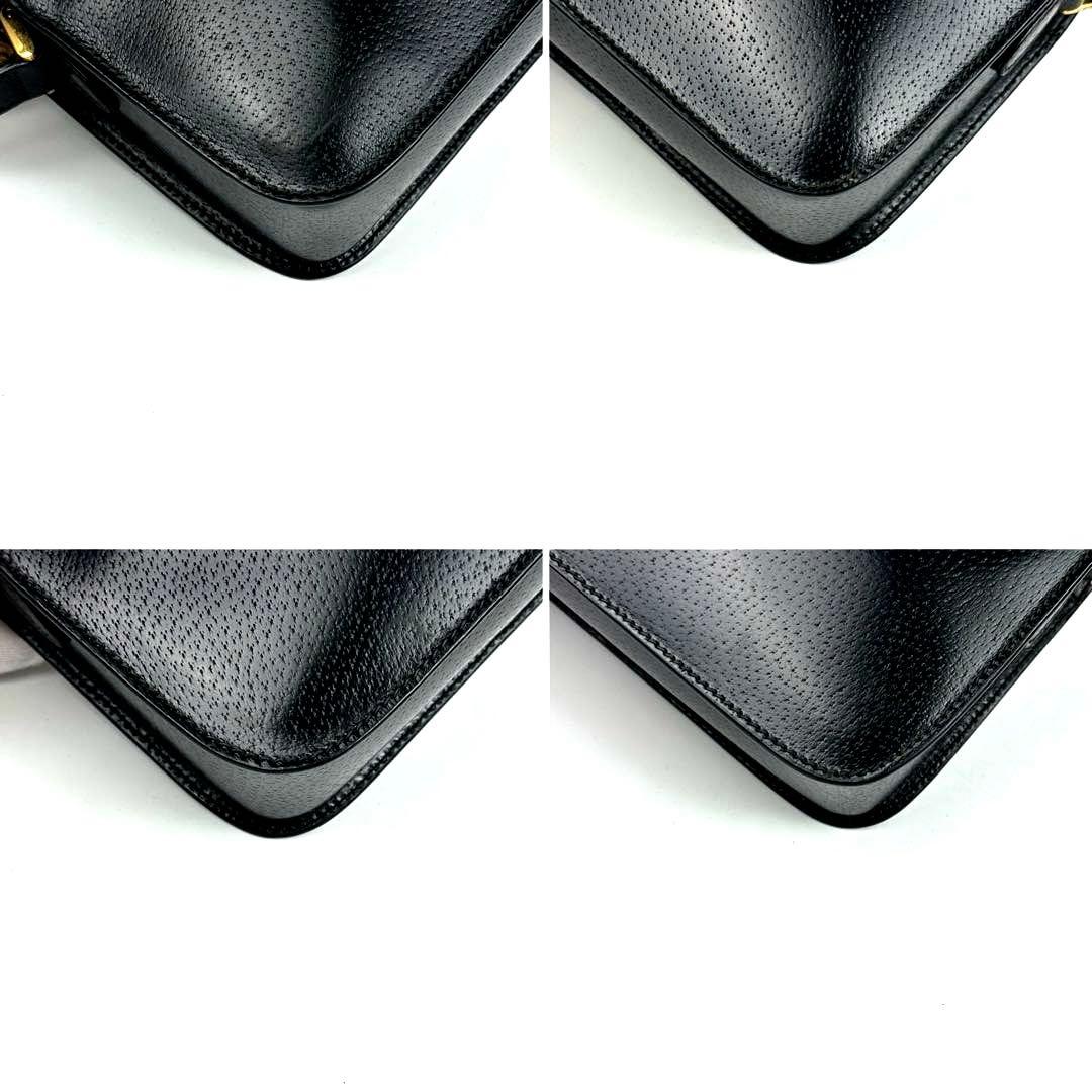 【美品】グッチ　インターロッキング　ショルダーバッグ　GG　エンボス　レザー　黒