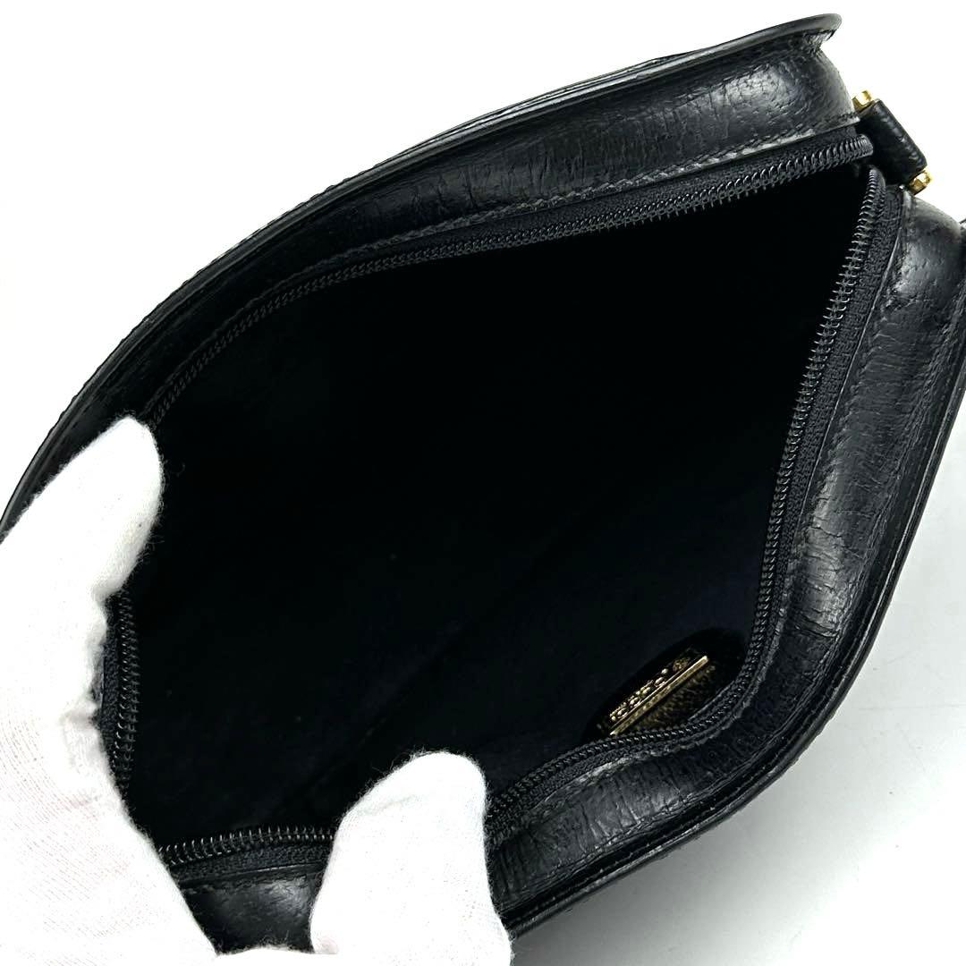 【美品】グッチ　インターロッキング　ショルダーバッグ　GG　エンボス　レザー　黒