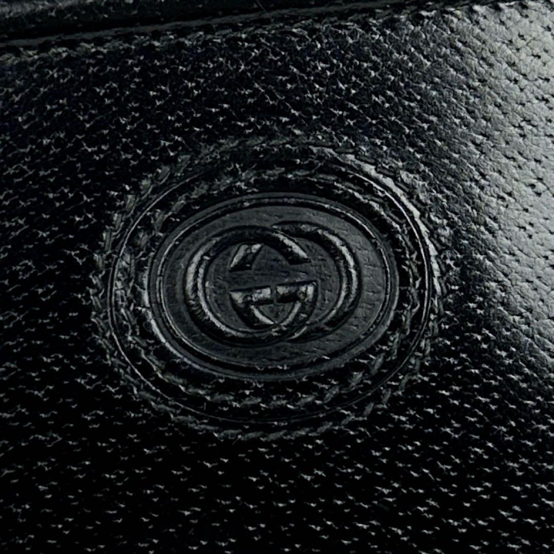 【美品】グッチ　インターロッキング　ショルダーバッグ　GG　エンボス　レザー　黒