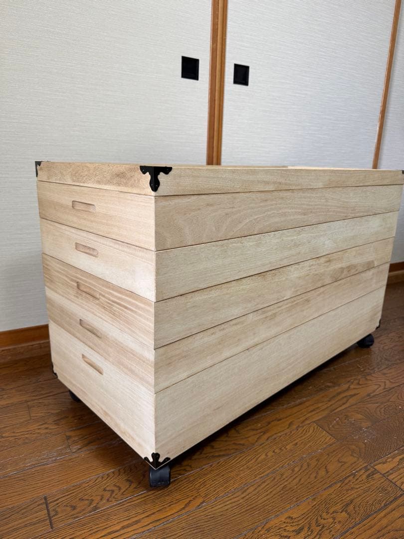桐　押し入れ収納5段　キャスター付き