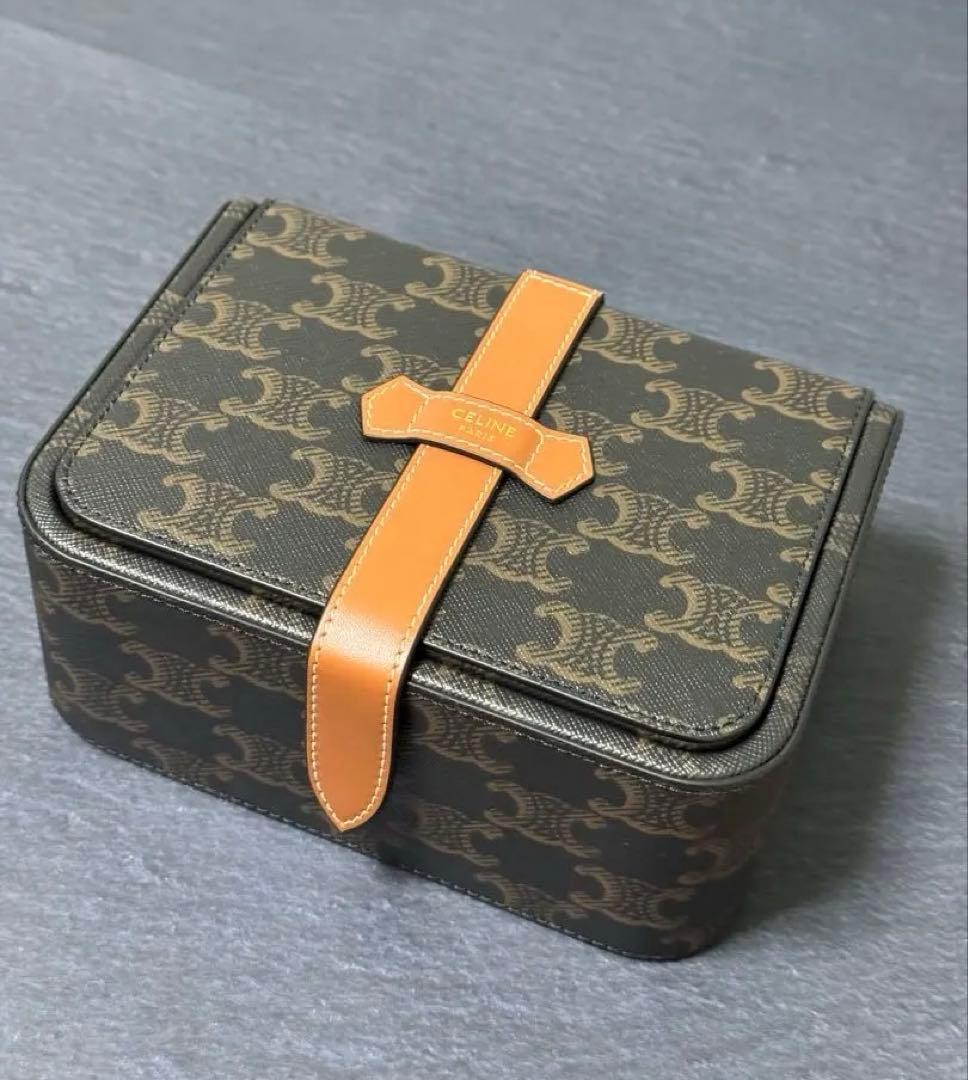 CELINE ラージジュエリーケース トリオンフキャンバス＆カーフスキン