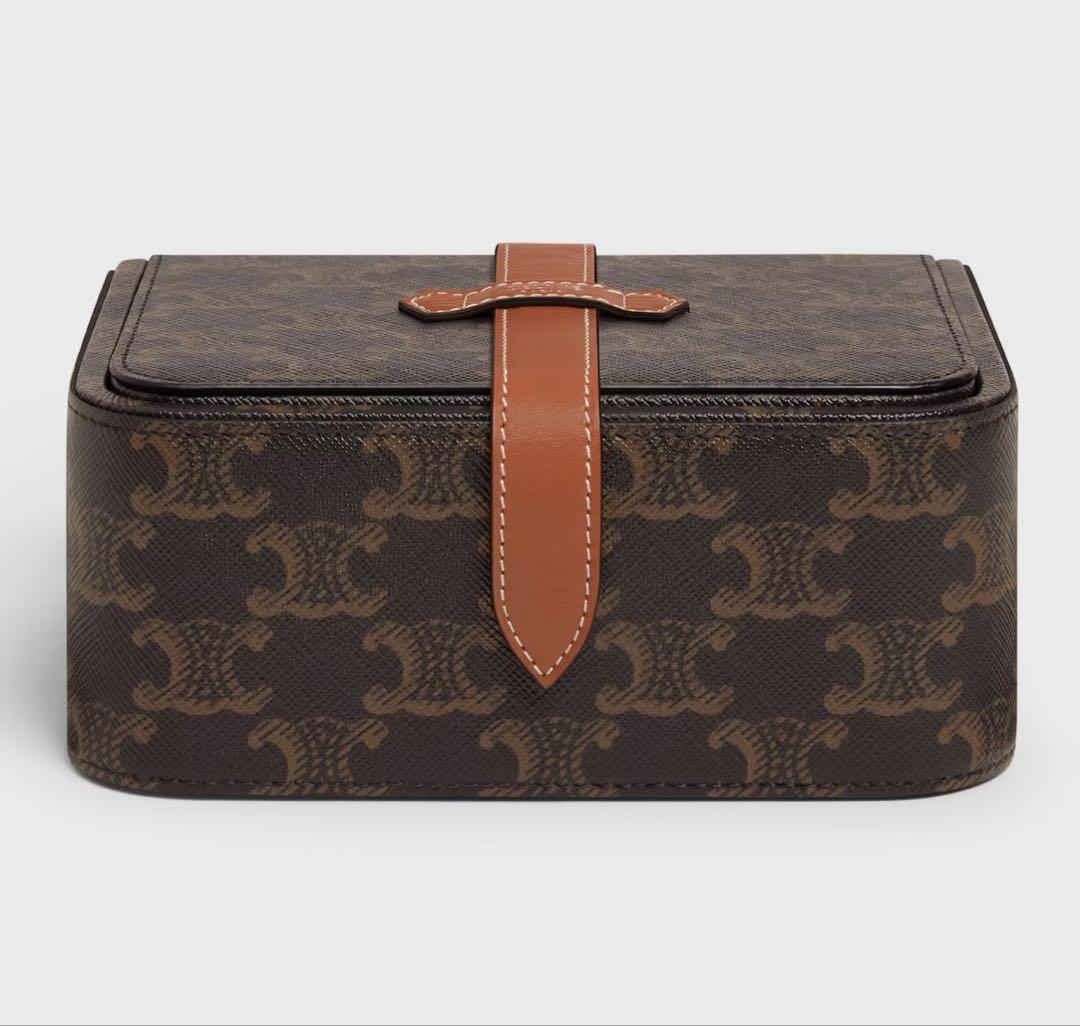 CELINE ラージジュエリーケース トリオンフキャンバス＆カーフスキン