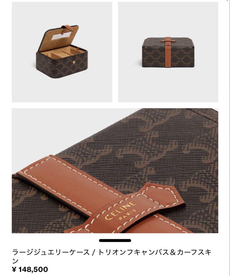 CELINE ラージジュエリーケース トリオンフキャンバス＆カーフスキン