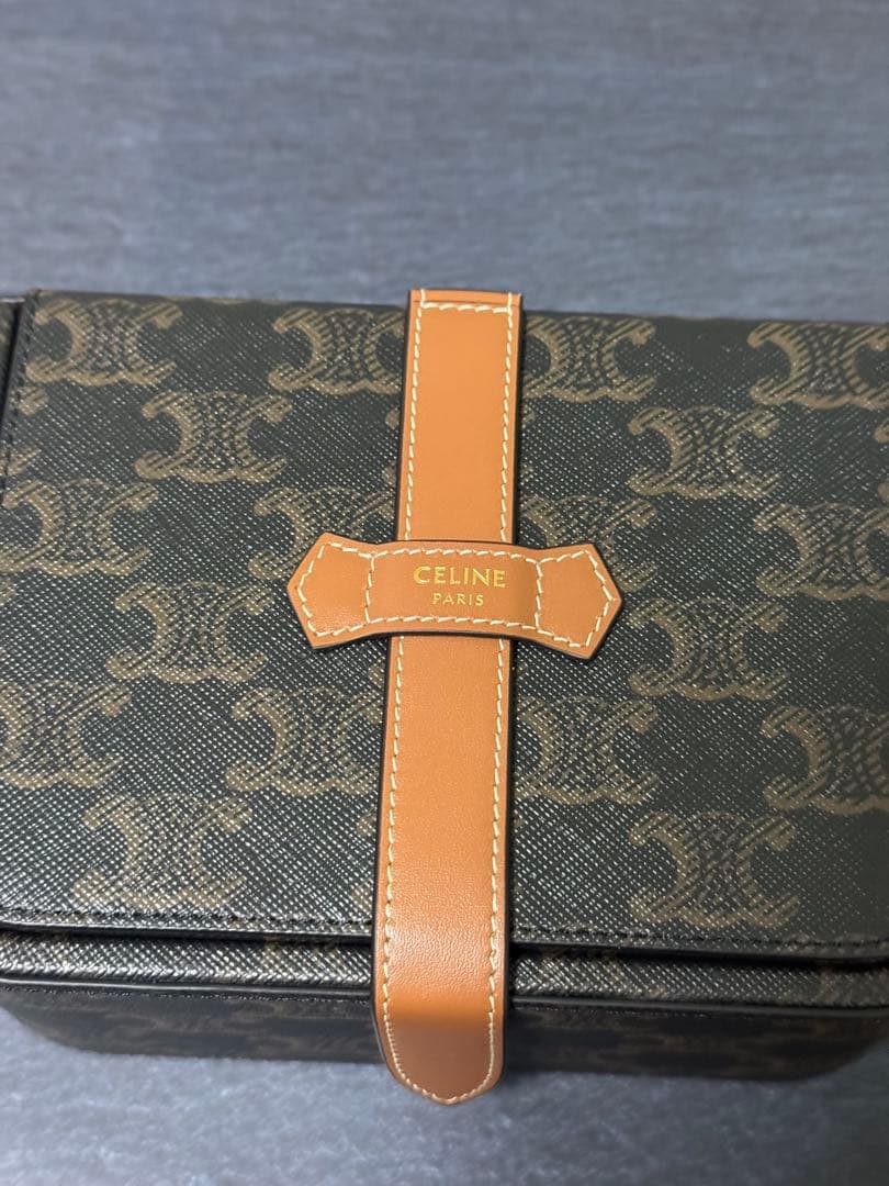 CELINE ラージジュエリーケース トリオンフキャンバス＆カーフスキン
