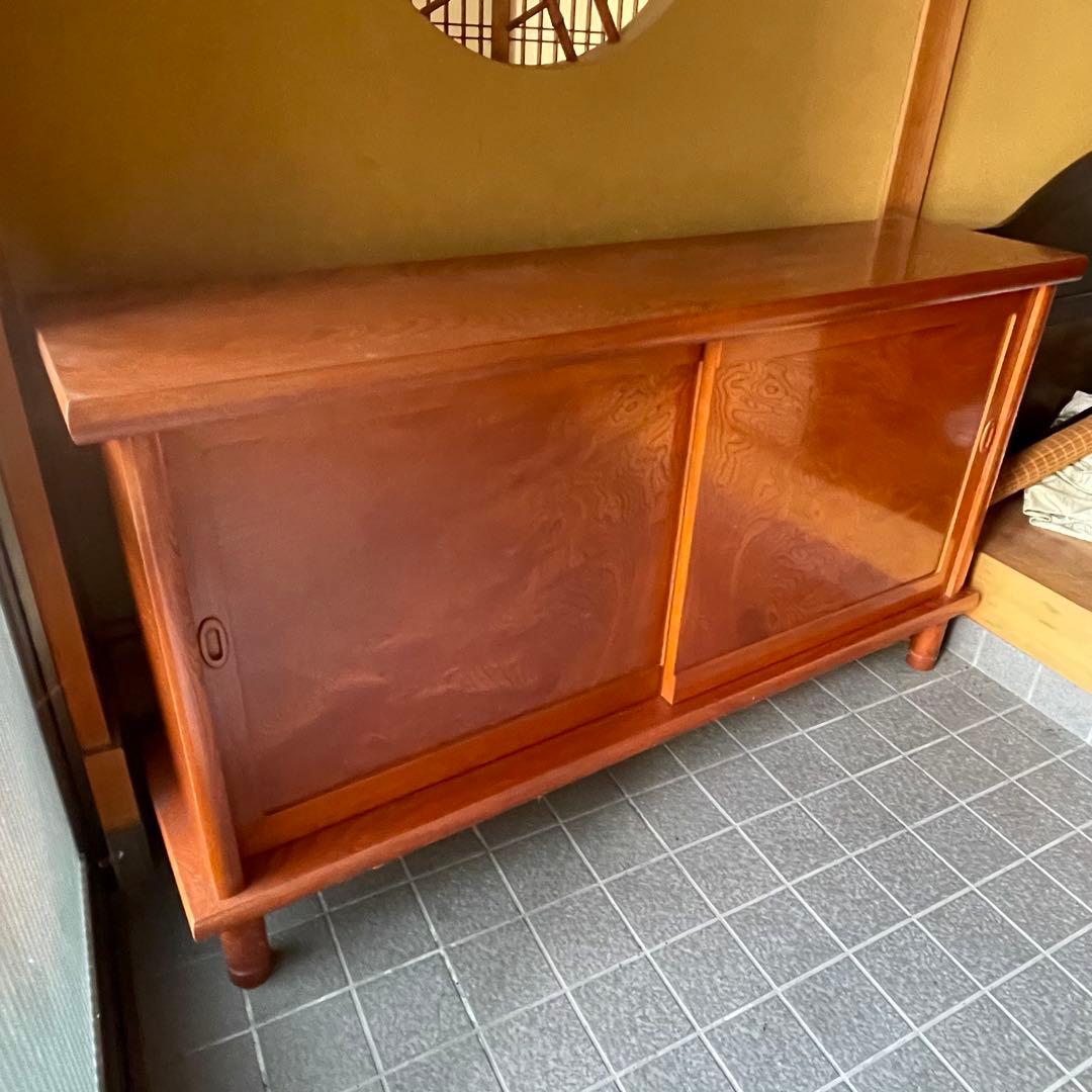 高級　けやき　下駄箱　シューズボックス　脚付き　レトロ