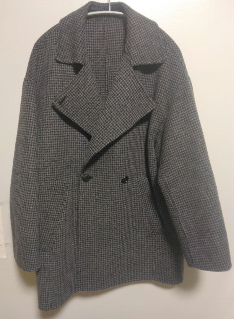 souple wool ダブルフェイスミドルコート　グレー