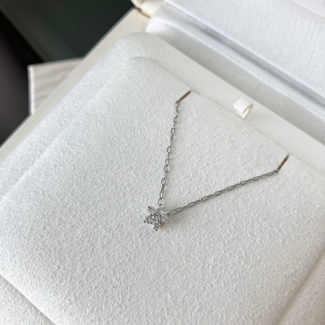 ミキモト K18 ホワイトゴールド ダイヤモンド 0.1ct ネックレス 箱あり