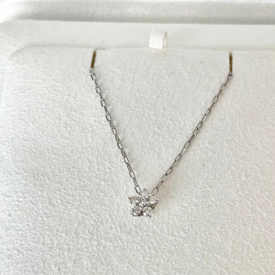 ミキモト K18 ホワイトゴールド ダイヤモンド 0.1ct ネックレス 箱あり