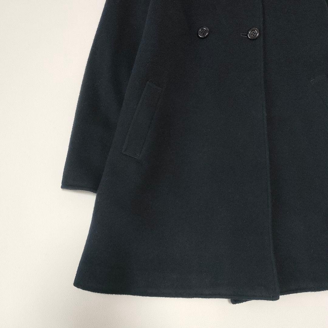 【美品】クミキョク　ロングウールコート　丸襟　女の子　お受験　通学　紺　140