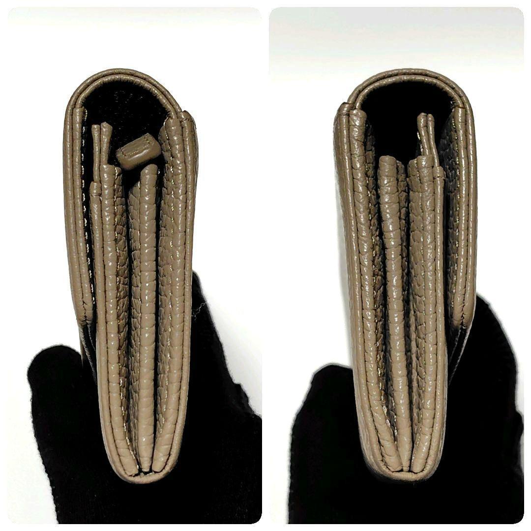 付属品有り✨　アニエスベー　長財布　グレージュ　シボ革　フラップ式　金具ロゴ