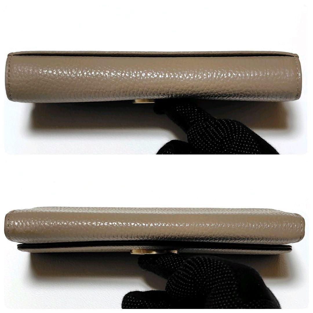 付属品有り✨　アニエスベー　長財布　グレージュ　シボ革　フラップ式　金具ロゴ