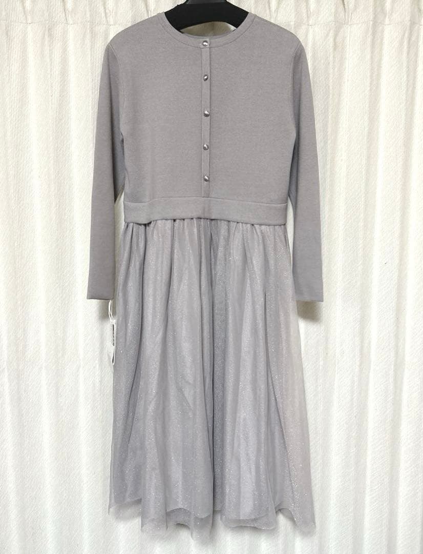 タグ付き未使用★dinos 前後2ウェイ チュールドッキング ニットワンピース