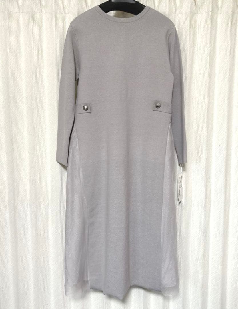 タグ付き未使用★dinos 前後2ウェイ チュールドッキング ニットワンピース