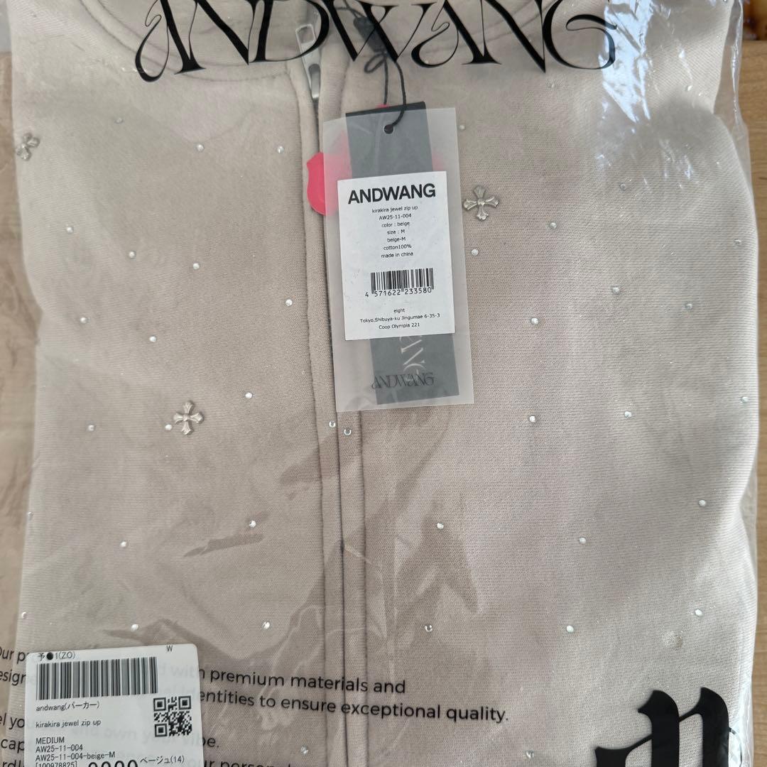 トップス ANDWANG Kirakira jewel zip up beige M