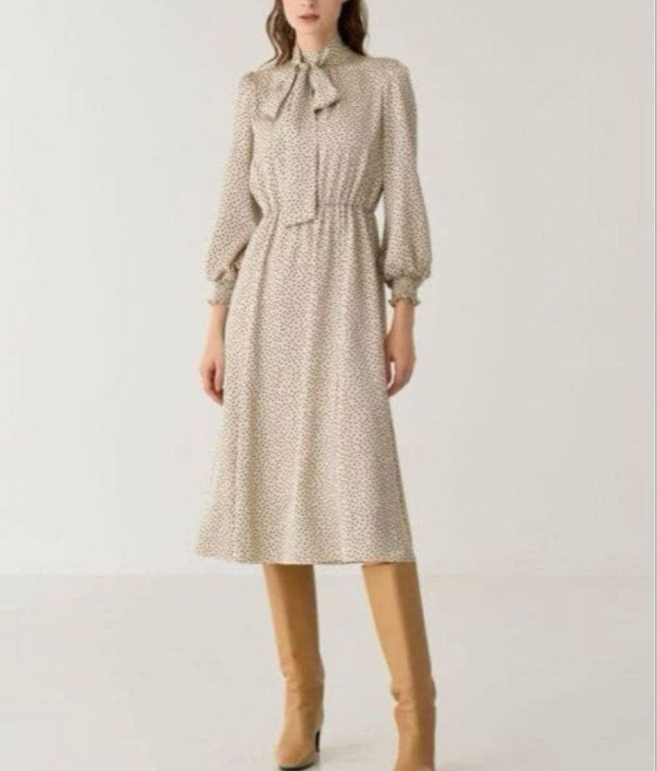 美品✨アナイ現行　サテンドット ボウタイワンピース　2way　36