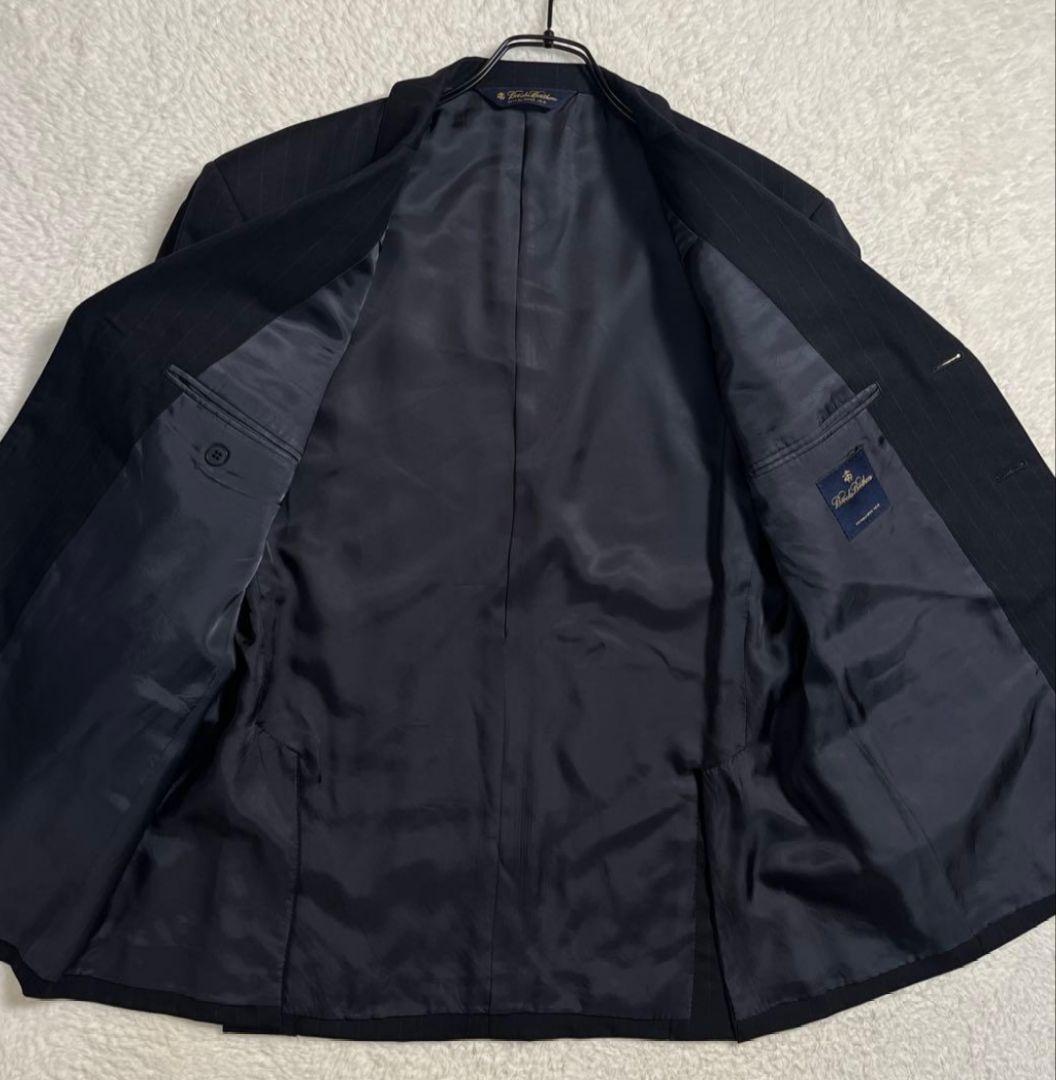 美品 ブルックスブラザーズ セットアップ ブラック ストライプ ウール Ｌ