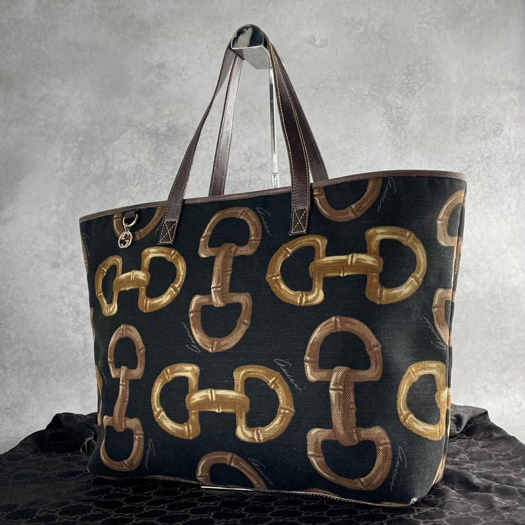 入手困難✨ グッチ トムフォード期 トートバッグ ホースビット柄 キャンバス 黒