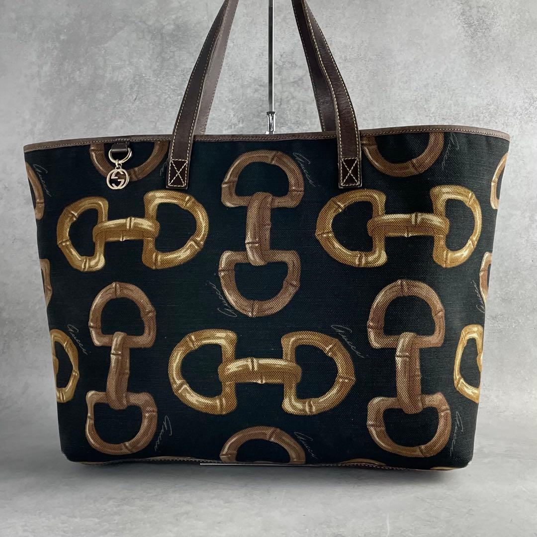 入手困難✨ グッチ トムフォード期 トートバッグ ホースビット柄 キャンバス 黒