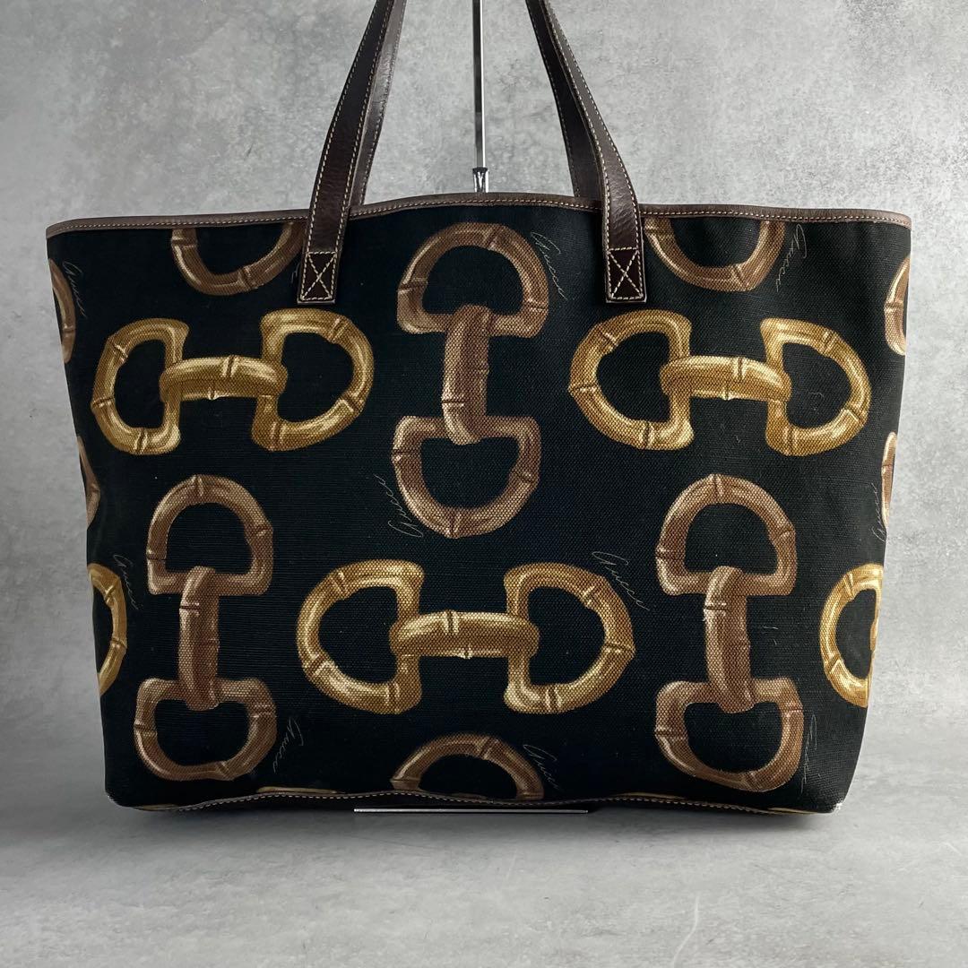 入手困難✨ グッチ トムフォード期 トートバッグ ホースビット柄 キャンバス 黒
