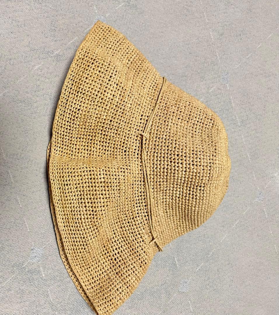 HELENKAMINSKIベージュ 麦わら帽子 リボン付き美品