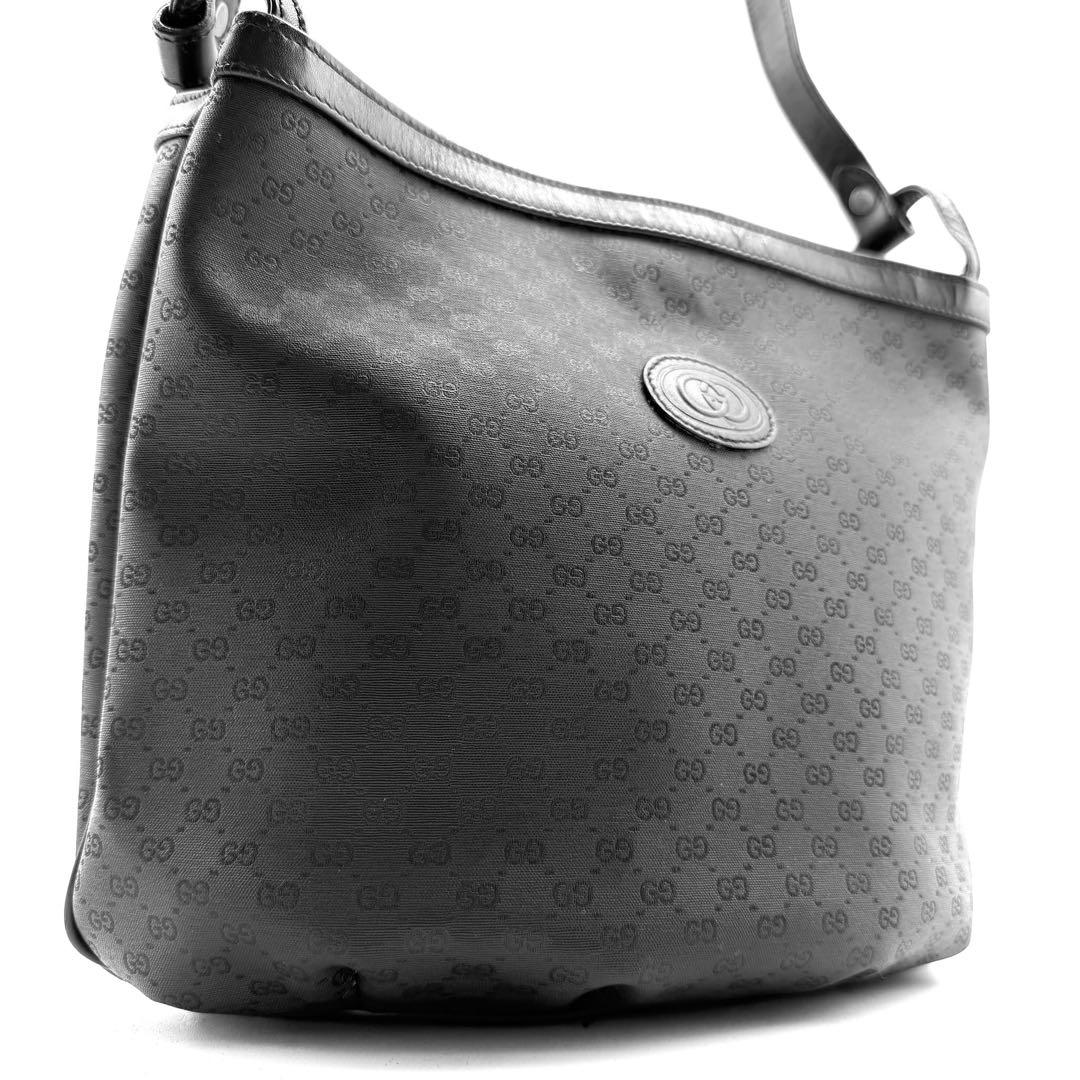 GUCCI　ショルダーバック　マイクロGG　　本革　バケツ　インターロッキング