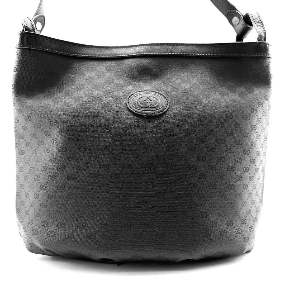GUCCI　ショルダーバック　マイクロGG　　本革　バケツ　インターロッキング