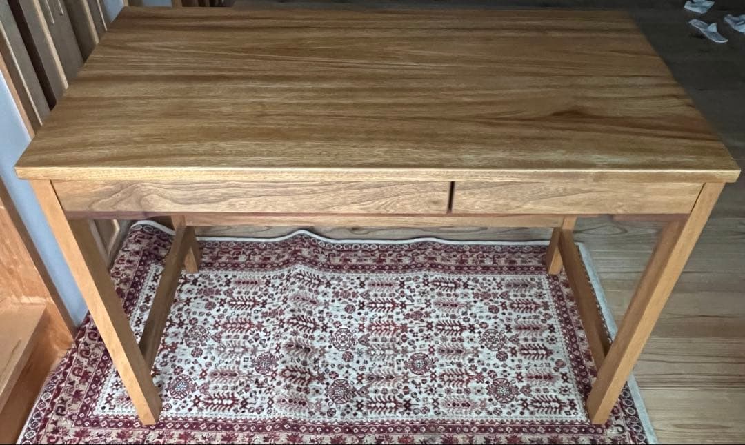 楠 天然無垢 デスク リボス社塗装 学習机 橋詰家具製 ラスク 110cm