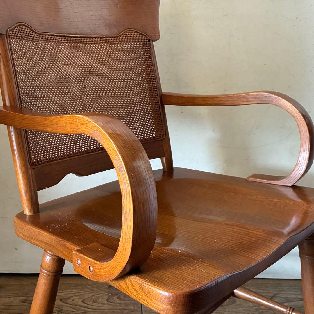 柏木工 ヴィンテージ ダイニング アームチェア ラタン B品 no2