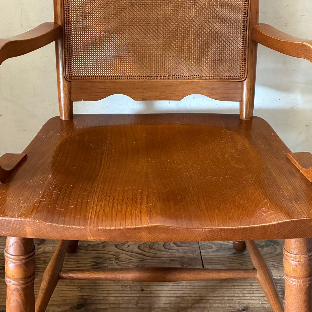 柏木工 ヴィンテージ ダイニング アームチェア ラタン B品 no2