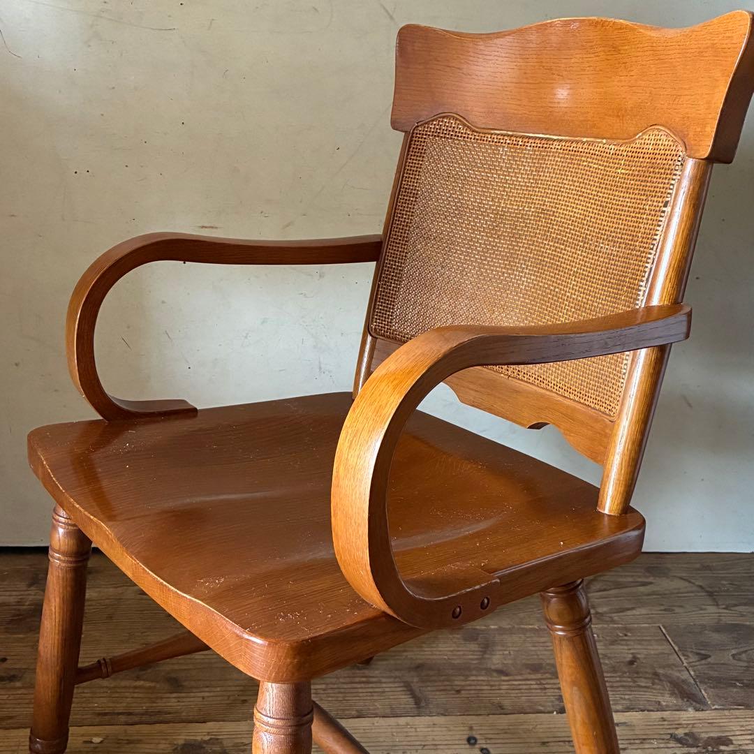 柏木工 ヴィンテージ ダイニング アームチェア ラタン B品 no2