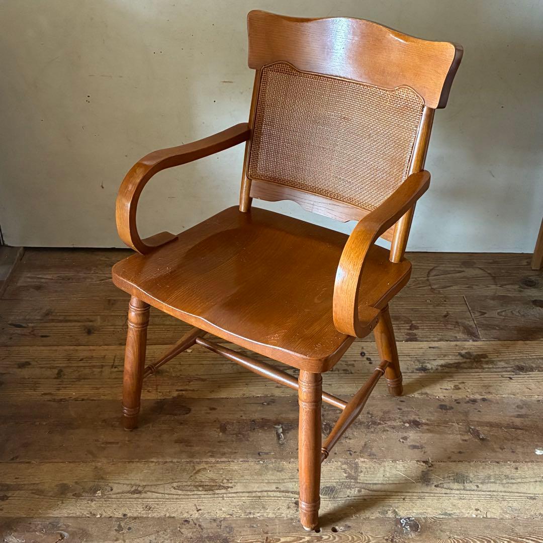 柏木工 ヴィンテージ ダイニング アームチェア ラタン B品 no2